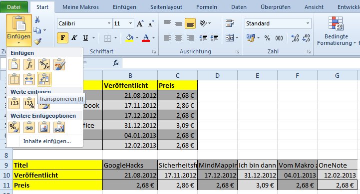 Excel Tabelle